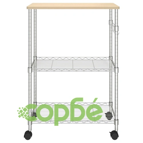 Кухненска количка на 3 нива, 61x36x85 см, хромирано желязо ➤ топ цена ➤ sorbe.bg