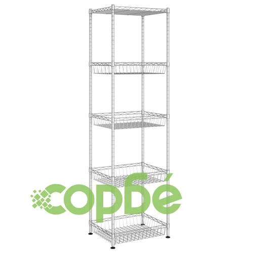 5-етажен рафт за съхранение, 45x35x150 см, желязо, хром, 250 кг ➤ топ цена ➤ sorbe.bg