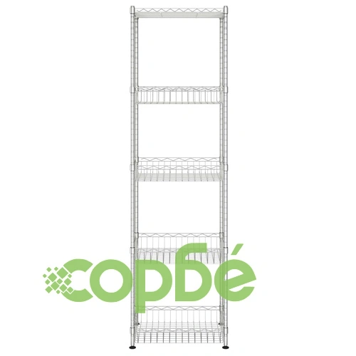 5-етажен рафт за съхранение, 45x35x150 см, желязо, хром, 250 кг ➤ топ цена ➤ sorbe.bg