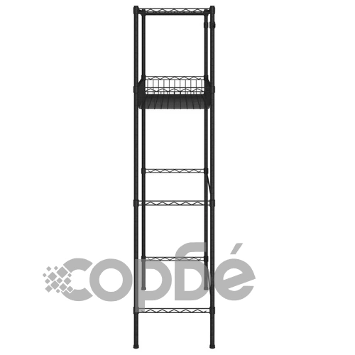 Стелаж за съхранение над пералня, 2 рафта, черен, 75x35x150 см ➤ топ цена ➤ sorbe.bg