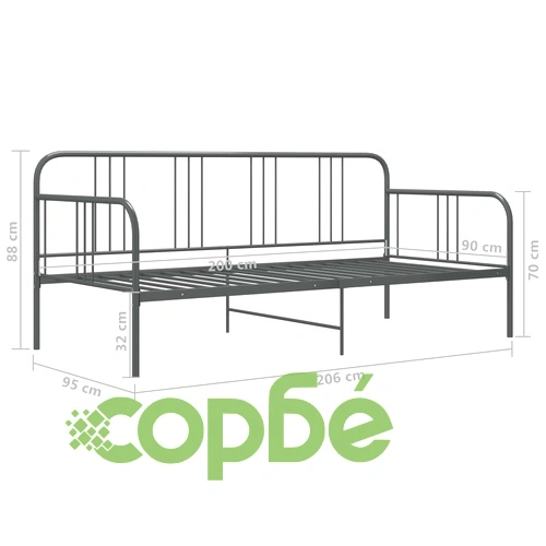 324751  Sofa Bed Frame Grey Metal 90x200 cm ➤ топ цена ➤ sorbe.bg
