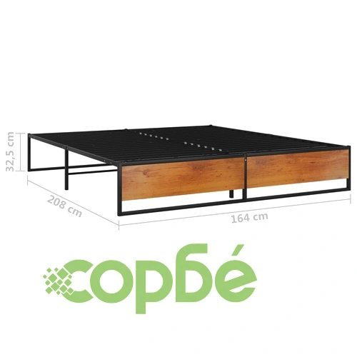 Рамка за легло, черна, метал, 160x200 см ➤ топ цена ➤ sorbe.bg