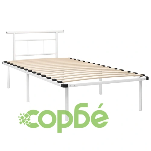 Рамка за легло, бяла, метал, 100x200 cм ➤ топ цена ➤ sorbe.bg