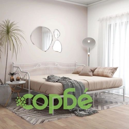 Рамка за легло, разтегателен диван, бяла, метал, 90x200 см ➤ топ цена ➤ sorbe.bg