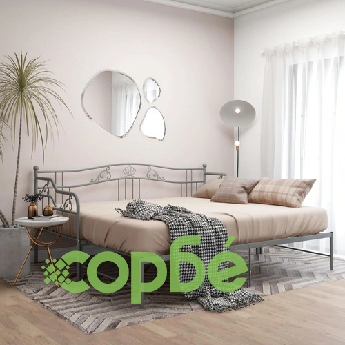 Рамка за легло, разтегателен диван, сива, метал, 90x200 см ➤ топ цена ➤ sorbe.bg
