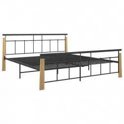 Рамка за легло, метал и дъбов масив, 180x200 см