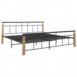Рамка за легло, метал и дъбов масив, 200x200 см