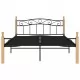 Рамка за легло, черна, метал и дъбов масив, 140x200 см