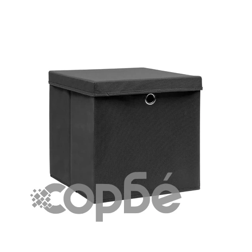 Кутии за съхранение с капаци 4 бр 28x28x28 см черни ➤ топ цена ➤ sorbe.bg