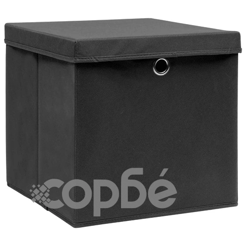 Кутии за съхранение с капаци 4 бр 28x28x28 см черни ➤ топ цена ➤ sorbe.bg