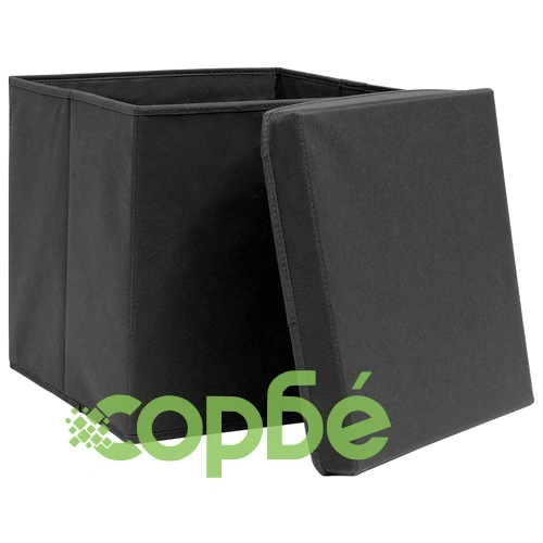 Кутии за съхранение с капаци 4 бр 28x28x28 см черни ➤ топ цена ➤ sorbe.bg