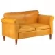 2-местен диван, жълтокафяв, естествена кожа
