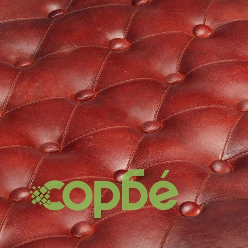 Пуф, тъмнокафяв, 62x62x47 см, естествена кожа  ➤ топ цена ➤ sorbe.bg