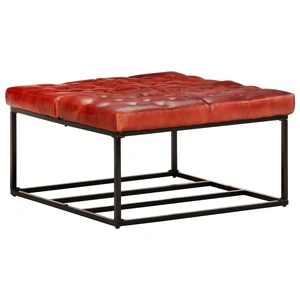 Пуф, тъмнокафяв, 80x80x43 см, естествена кожа 