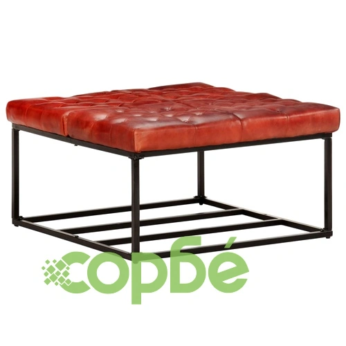 Пуф, тъмнокафяв, 80x80x43 см, естествена кожа  ➤ топ цена ➤ sorbe.bg