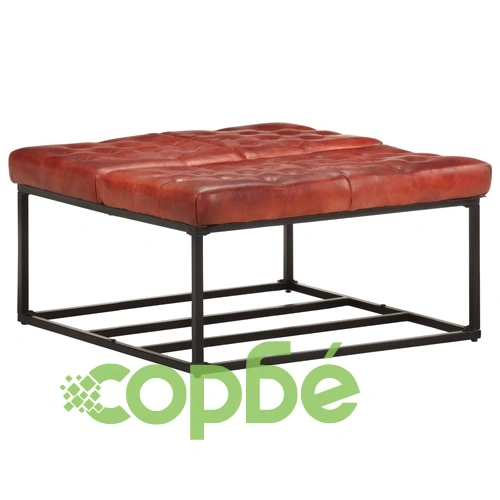 Пуф, тъмнокафяв, 80x80x43 см, естествена кожа  ➤ топ цена ➤ sorbe.bg