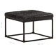Пуф, черен, 62x62x47 см, естествена кожа