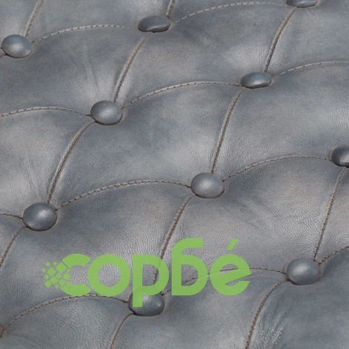 Пуф, сив, 62x62x47 см, естествена кожа ➤ топ цена ➤ sorbe.bg