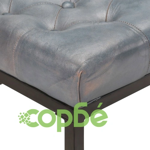 Пуф, сив, 62x62x47 см, естествена кожа ➤ топ цена ➤ sorbe.bg