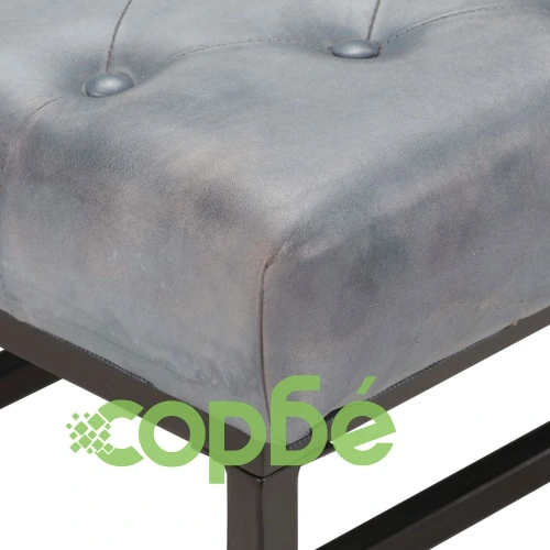 Пуф, сив, 80x80x43 см, естествена кожа ➤ топ цена ➤ sorbe.bg