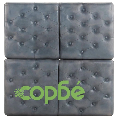 Пуф, сив, 80x80x43 см, естествена кожа ➤ топ цена ➤ sorbe.bg