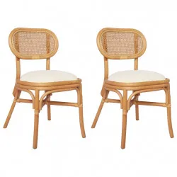 Трапезни столове, 2 бр, тапицерия от лен