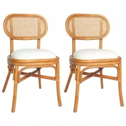 Трапезни столове, 2 бр, светлокафяви, лен 