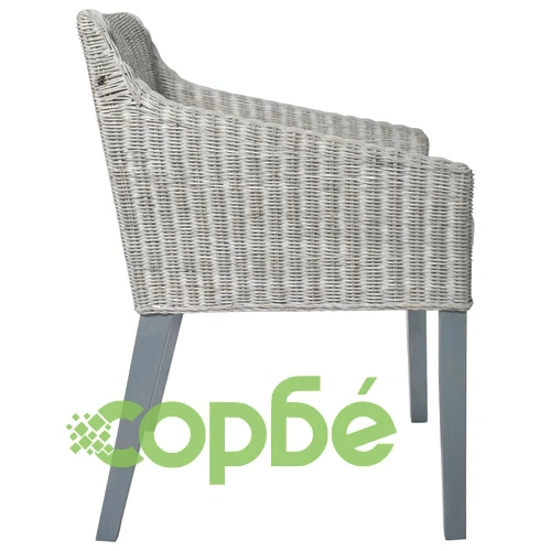 Трапезни столове с възглавници 2 бр сиви естествен ратан ➤ топ цена ➤ sorbe.bg