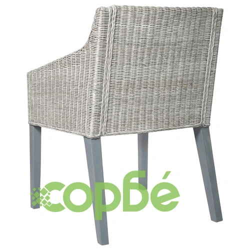 Трапезни столове с възглавници 2 бр сиви естествен ратан ➤ топ цена ➤ sorbe.bg