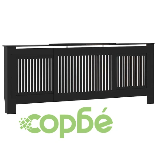 МДФ параван за радиатор, черен, 205 см ➤ топ цена ➤ sorbe.bg