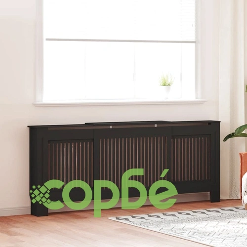 МДФ параван за радиатор, черен, 205 см ➤ топ цена ➤ sorbe.bg