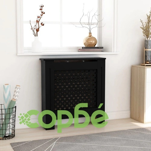 МДФ параван за радиатор, черен, 78 см ➤ топ цена ➤ sorbe.bg