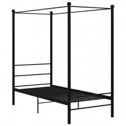 Рамка за легло с балдахин, черна, метал, 90x200 cм