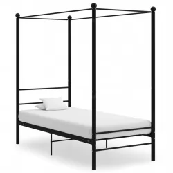 Рамка за легло с балдахин, черна, метал, 100x200 cм
