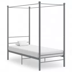 Рамка за легло с балдахин, сива, метал, 100x200 cм