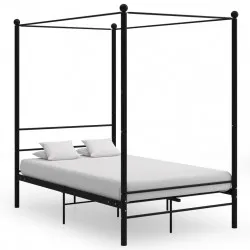 Рамка за легло с балдахин, черна, метал, 120x200 cм 