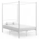 Рамка за легло с балдахин, бяла, метал, 140x200 cм 