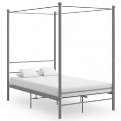 Рамка за легло с балдахин, сива, метал, 140x200 см 