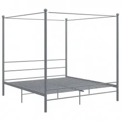 Рамка за легло с балдахин, сива, метал, 180x200 см 