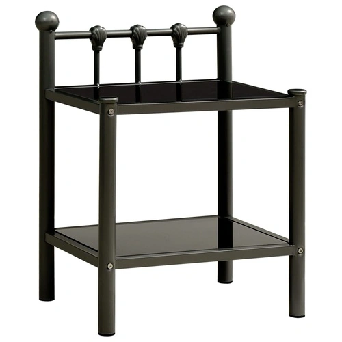 Нощно шкафче, черно, 45x34,5x60,5 см, метал и стъкло ➤ топ цена ➤ sorbe.bg