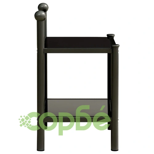 Нощно шкафче, черно, 45x34,5x60,5 см, метал и стъкло ➤ топ цена ➤ sorbe.bg