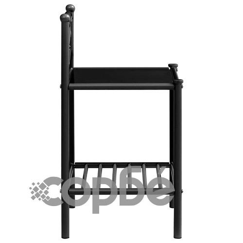Нощно шкафче, черно, 43x33x65 см, метал и стъкло ➤ топ цена ➤ sorbe.bg