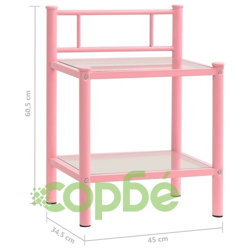 Нощно шкафче розово и прозрачно 45x34,5x60,5 см метал и стъкло ➤ топ цена ➤ sorbe.bg