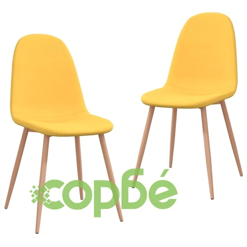 Трапезни столове, 2 бр, горчица, текстил ➤ топ цена ➤ sorbe.bg