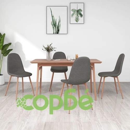 Трапезни столове, 4 бр, тъмносиви, текстил ➤ топ цена ➤ sorbe.bg