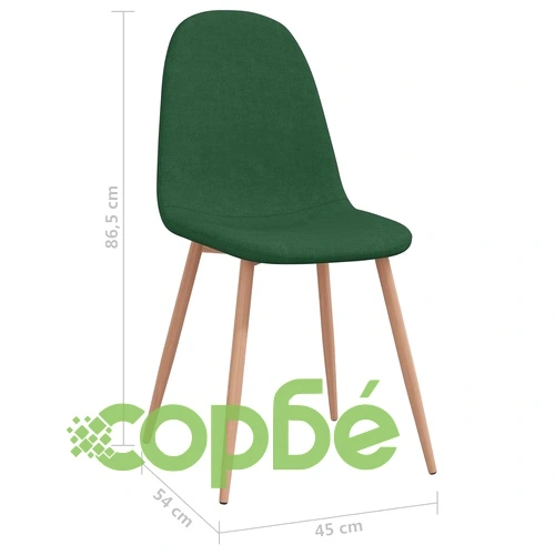 Трапезни столове, 4 бр, зелени, текстил ➤ топ цена ➤ sorbe.bg