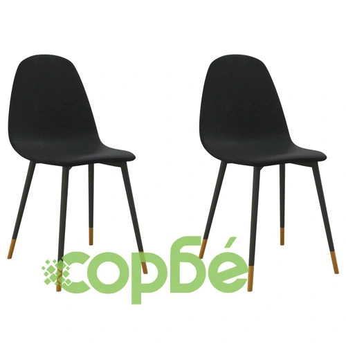 Трапезни столове, 2 бр, черни, текстил ➤ топ цена ➤ sorbe.bg