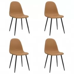 Трапезни столове 4 бр 45x54,5x87см светлокафяви изкуствена кожа