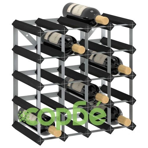 Стойка за вино за 20 бутилки, черна, масивна борова дървесина ➤ топ цена ➤ sorbe.bg
