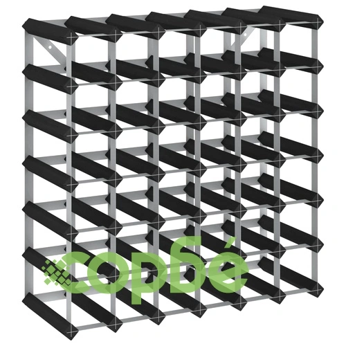 Стойка за вино за 42 бутилки, черна, масивна борова дървесина ➤ топ цена ➤ sorbe.bg